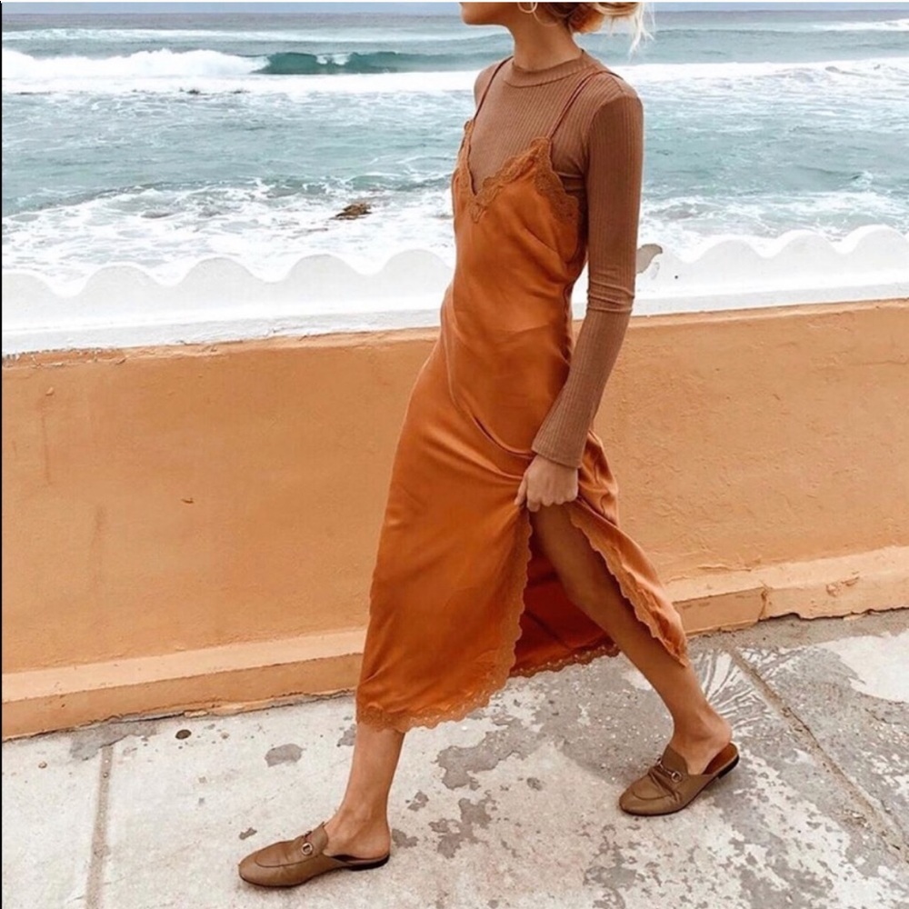 Spell Midi Dress in Burnt Orange